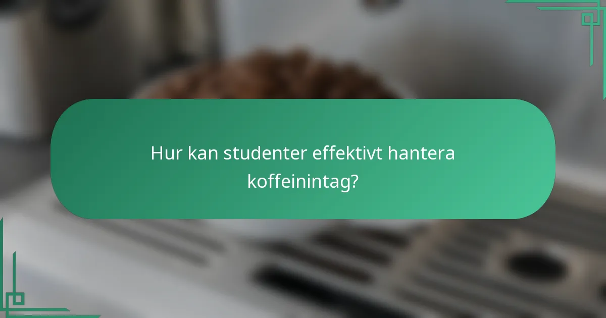 Hur kan studenter effektivt hantera koffeinintag?